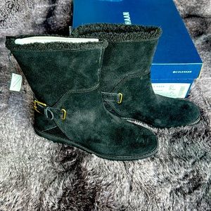 Cole Haan Quiana Waterproof Bootie Black Suede Boots size 7.5 brand new in box